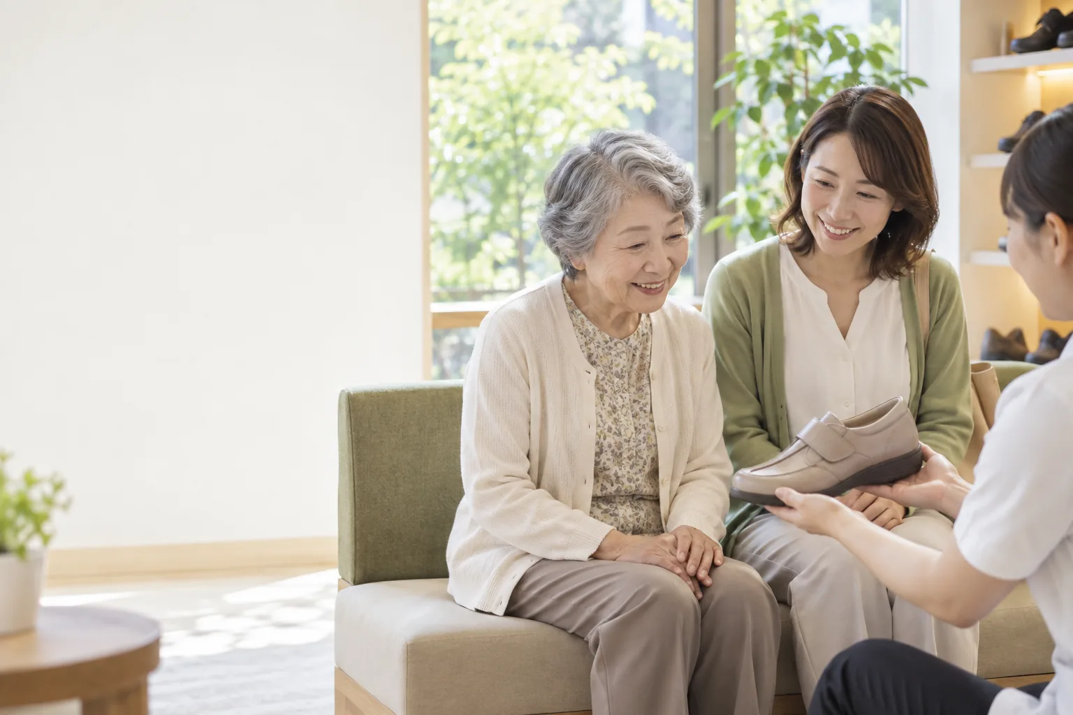 ご家族と一緒に、靴について相談する様子のイメージ